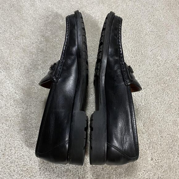 Salvatore Ferragamo Shoes Mens 11.5B Black Leather Gancini Loafers Lug Sole main image 9